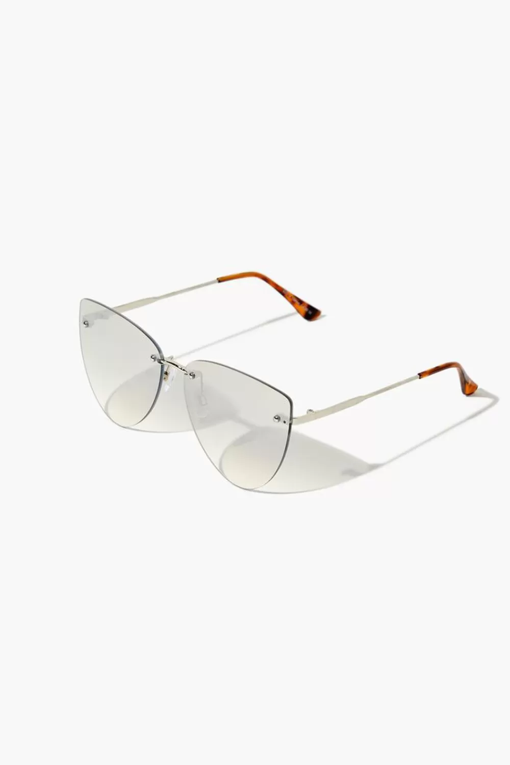 Sunglasses + Readers>Forever 21 Cat-Eye Tinted Sunglasses Silver/Silver