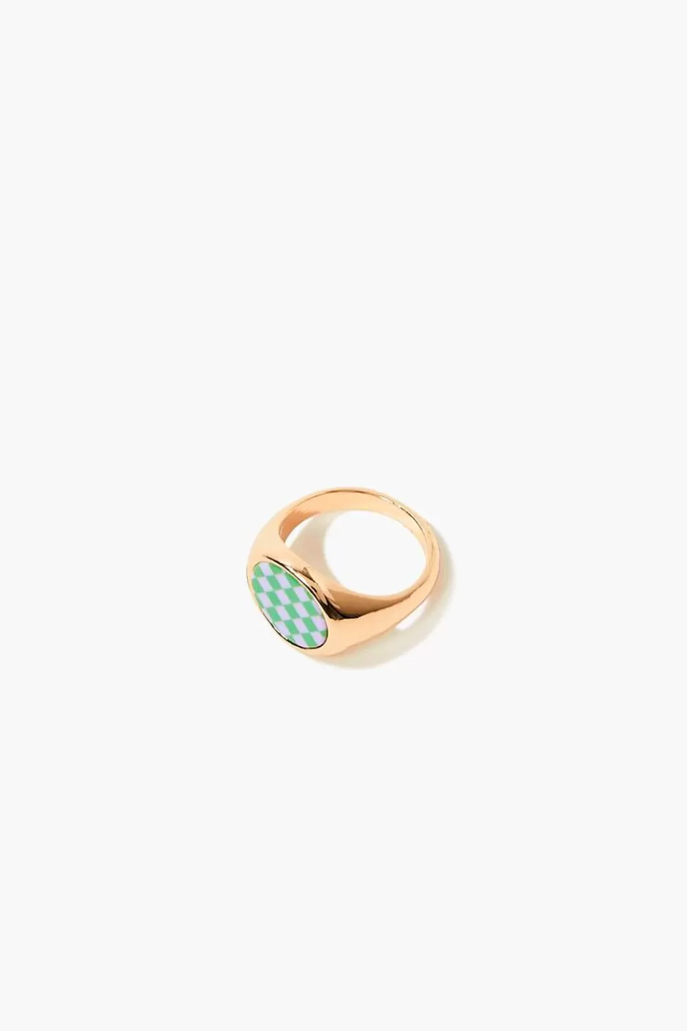 Rings>Forever 21 Checkered Cocktail Ring Gold/Green
