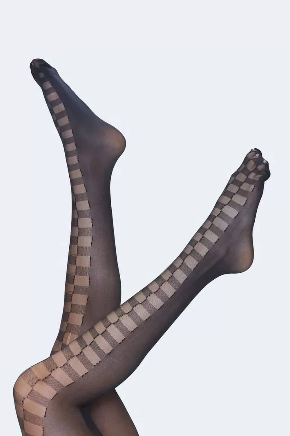 Socks + Tights>Forever 21 Checkered Semi-Sheer Tights Black