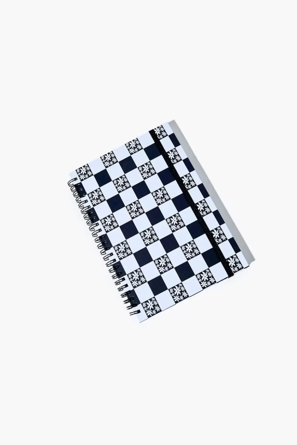 Fun + Games>Forever 21 Checkered Spiral Notebook Black/White
