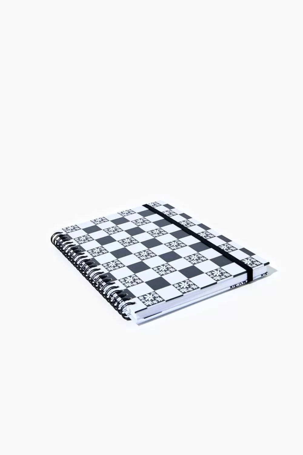 Fun + Games>Forever 21 Checkered Spiral Notebook Black/White