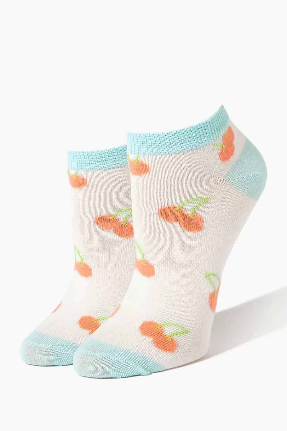 Socks + Tights>Forever 21 Cherry Print Ankle Socks White/Multi