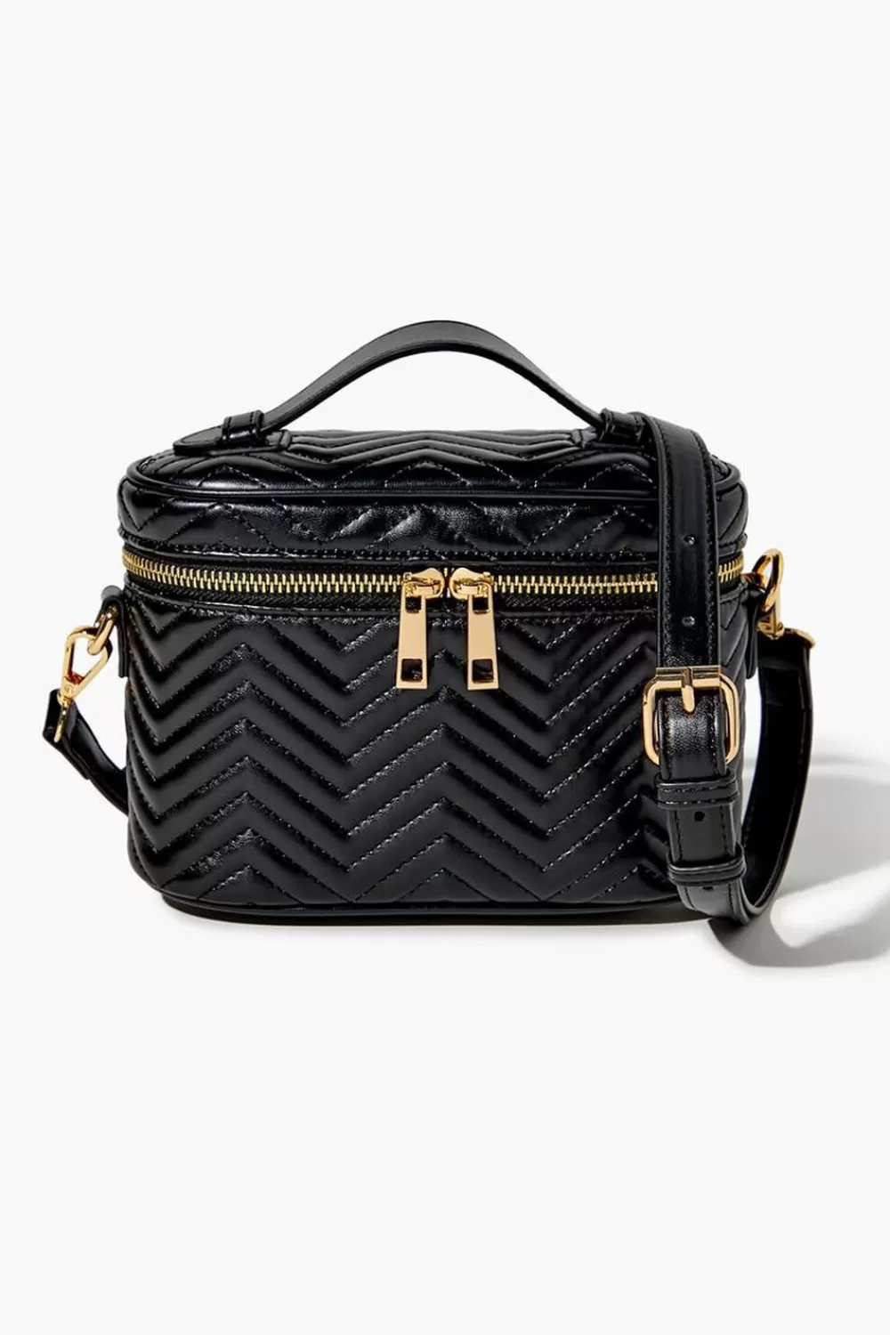 Bags + Backpacks>Forever 21 Chevron-Quilted Crossbody Bag Black