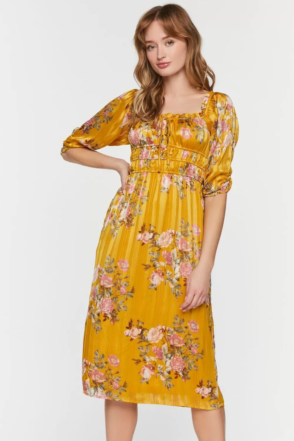 Forever 21 Chiffon Floral Print Midi Dress | Women Dresses