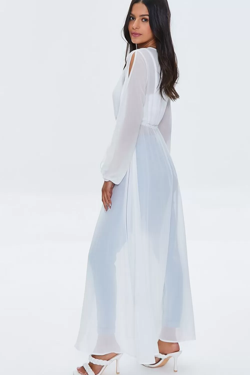 Jackets + Outerwear>Forever 21 Chiffon Self-Tie Duster Kimono White