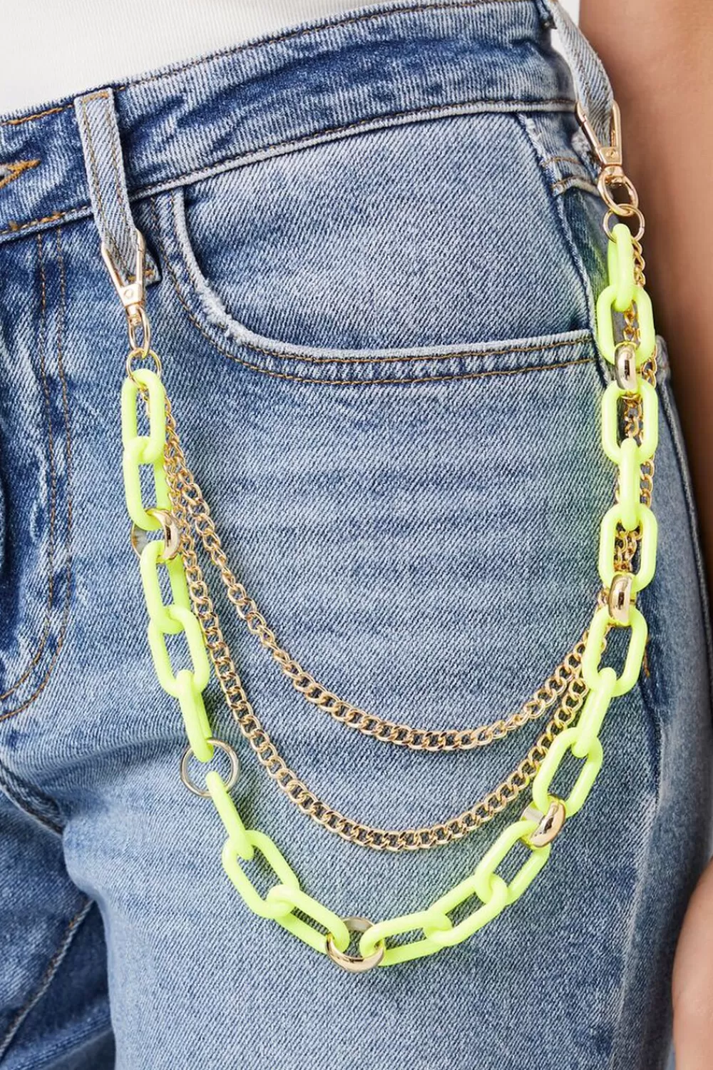 Body Jewelry>Forever 21 Chunky Layered Wallet Chain Gold/Yellow