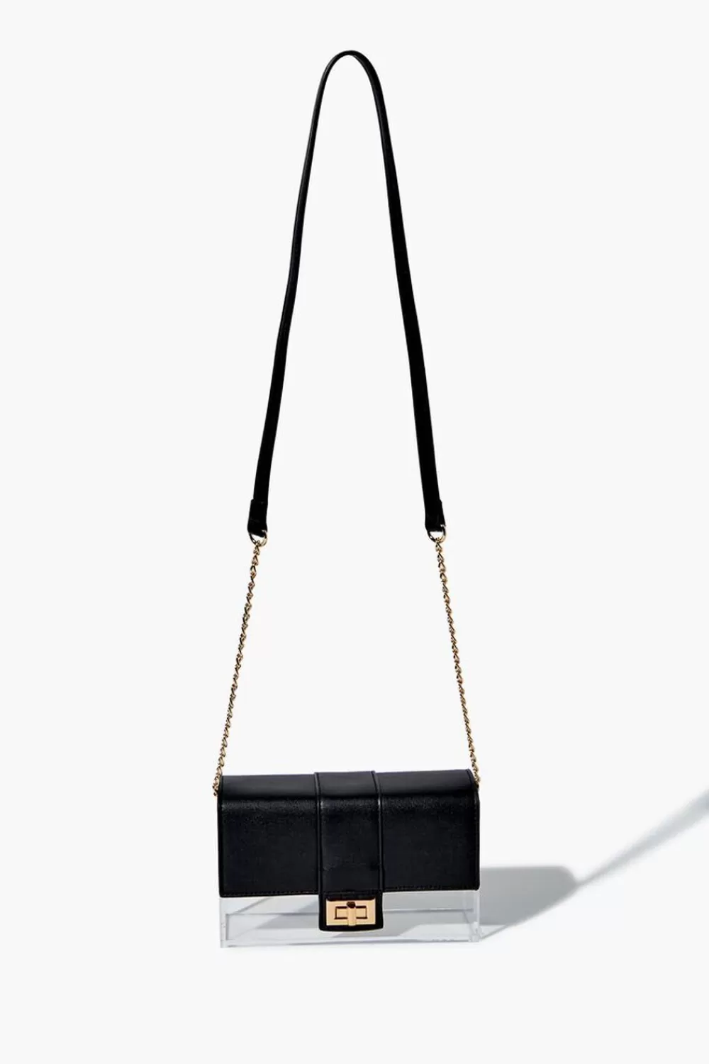 Bags + Backpacks>Forever 21 Clear Body Crossbody Bag Clear/Black