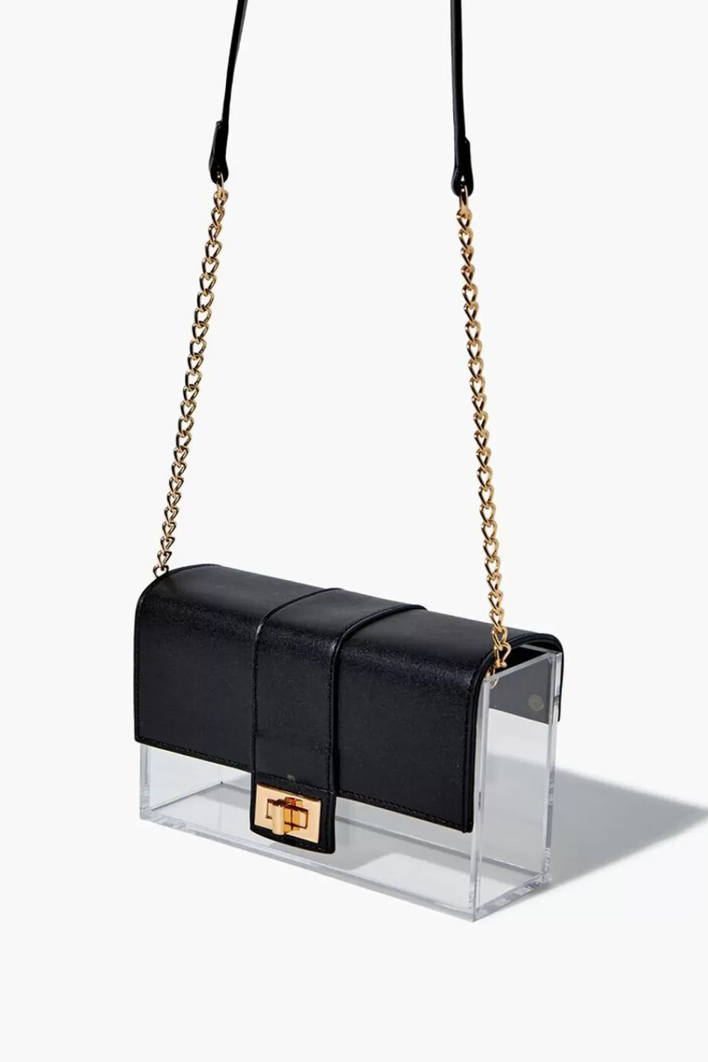 Bags + Backpacks>Forever 21 Clear Body Crossbody Bag Clear/Black