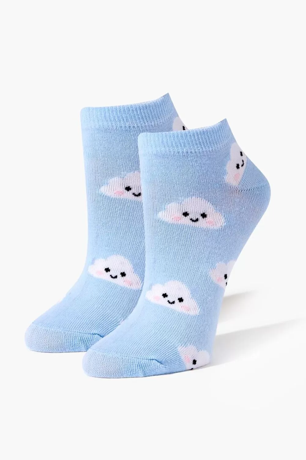 Socks + Tights>Forever 21 Cloud Print Ankle Socks Blue/Multi