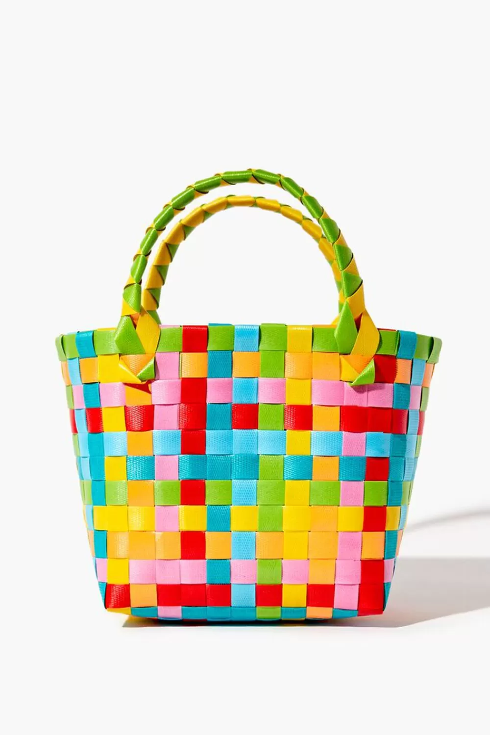 Bags + Backpacks>Forever 21 Colorblock Basketwoven Tote Bag Multi