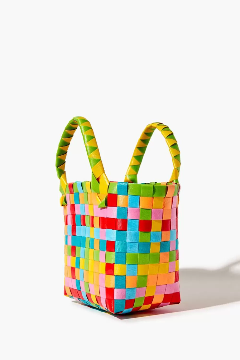 Bags + Backpacks>Forever 21 Colorblock Basketwoven Tote Bag Multi