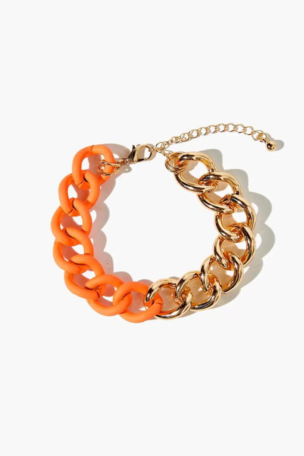 Bracelets>Forever 21 Colorblock Chunky Chain Bracelet Orange/Gold