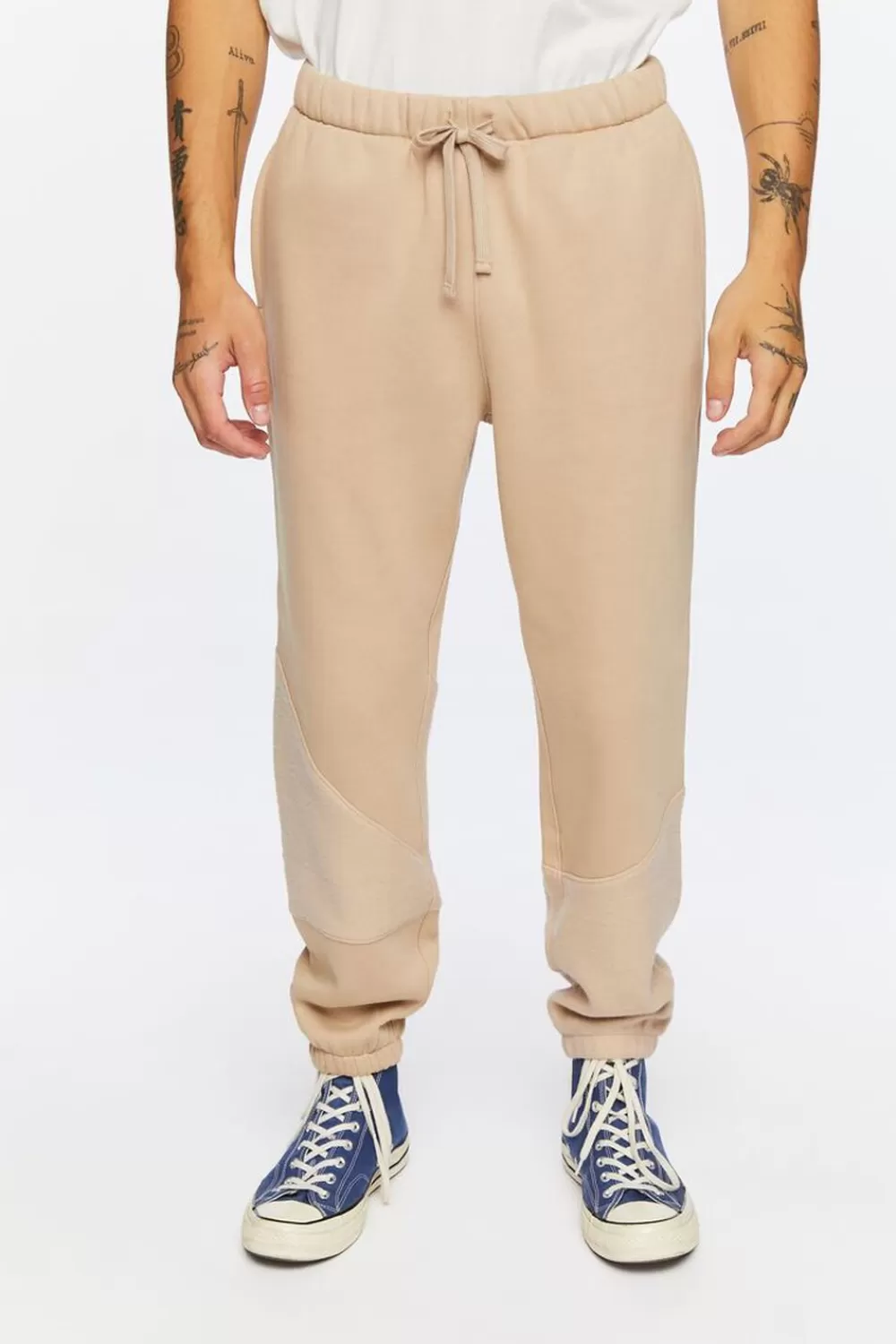 Matching Sets>Forever 21 Colorblock Drawstring Joggers Taupe