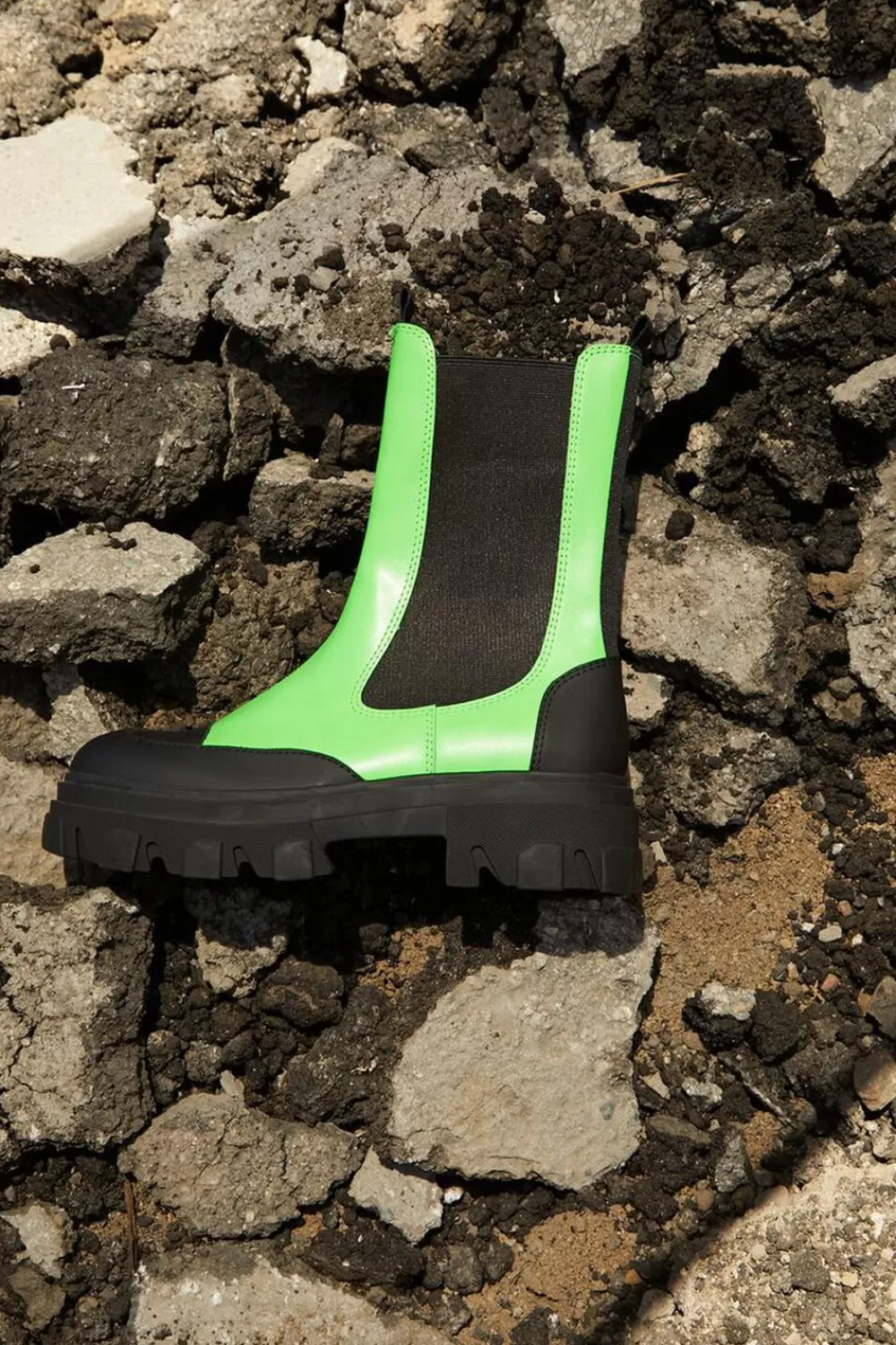 Boots + Booties>Forever 21 Colorblock Lug-Sole Booties Green/Black
