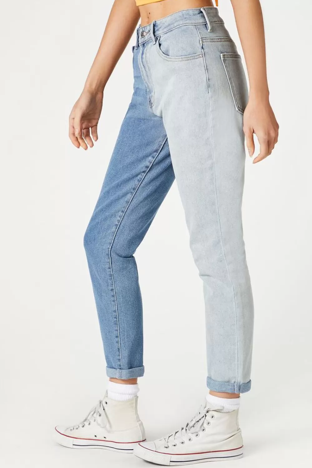Bottoms>Forever 21 Colorblock Skinny Jeans Light Denim