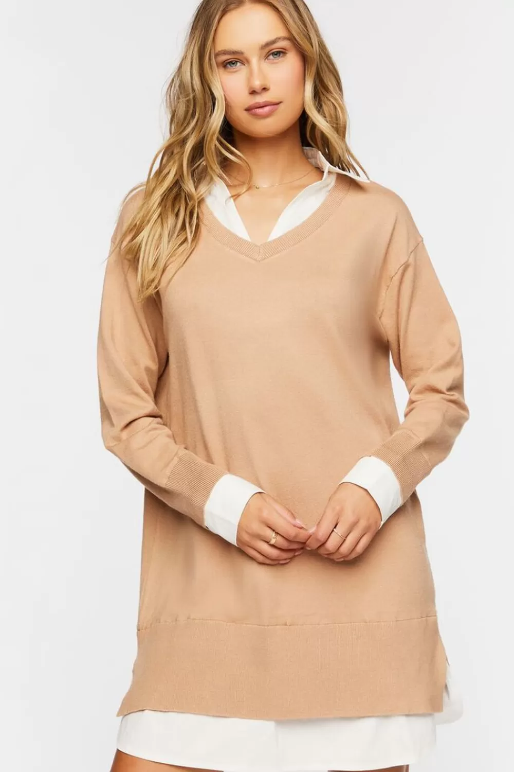 Forever 21 Combo Sweater Shirt Dress | Women Dresses