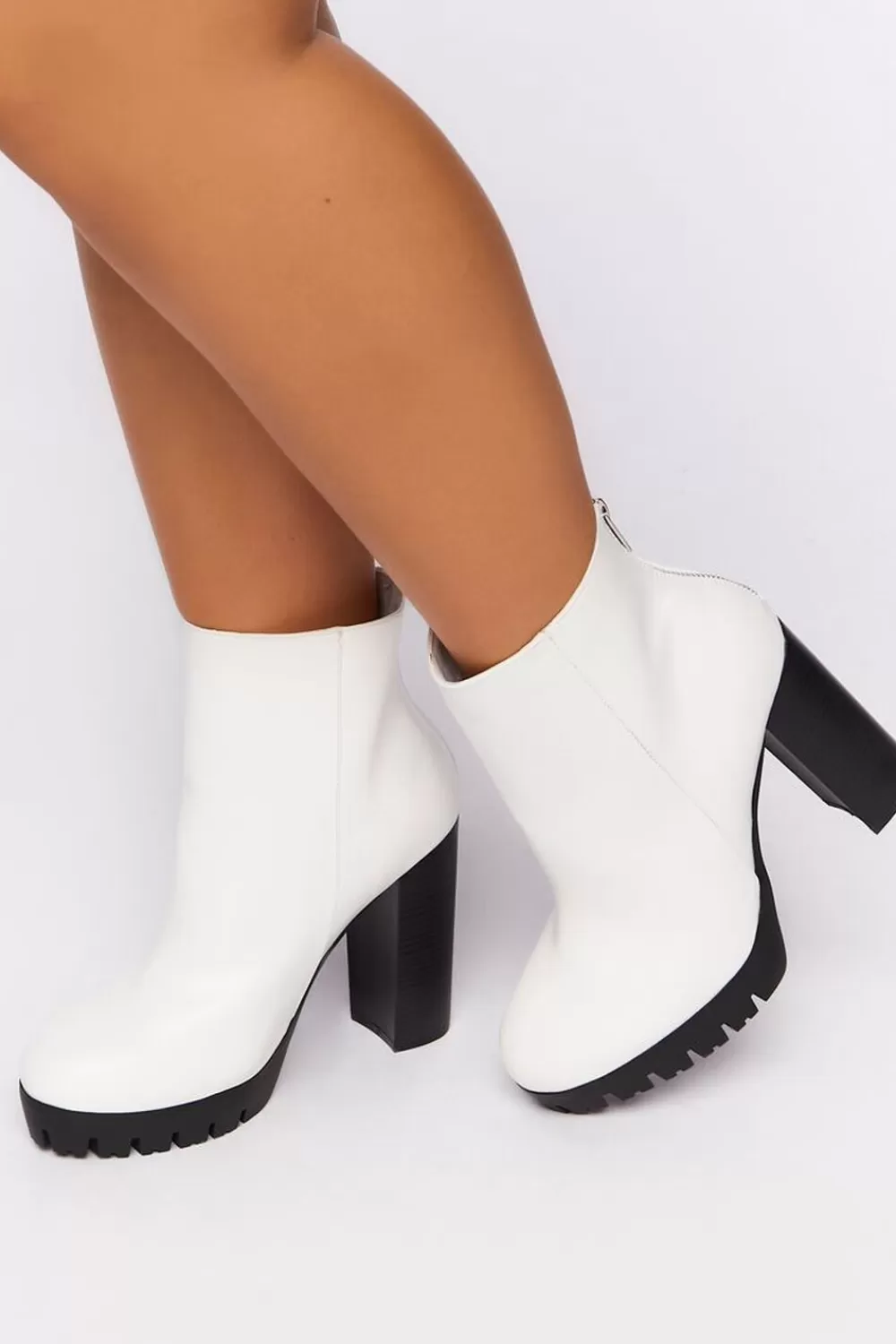 Boots + Booties>Forever 21 Contrast-Lug Booties (Wide) White