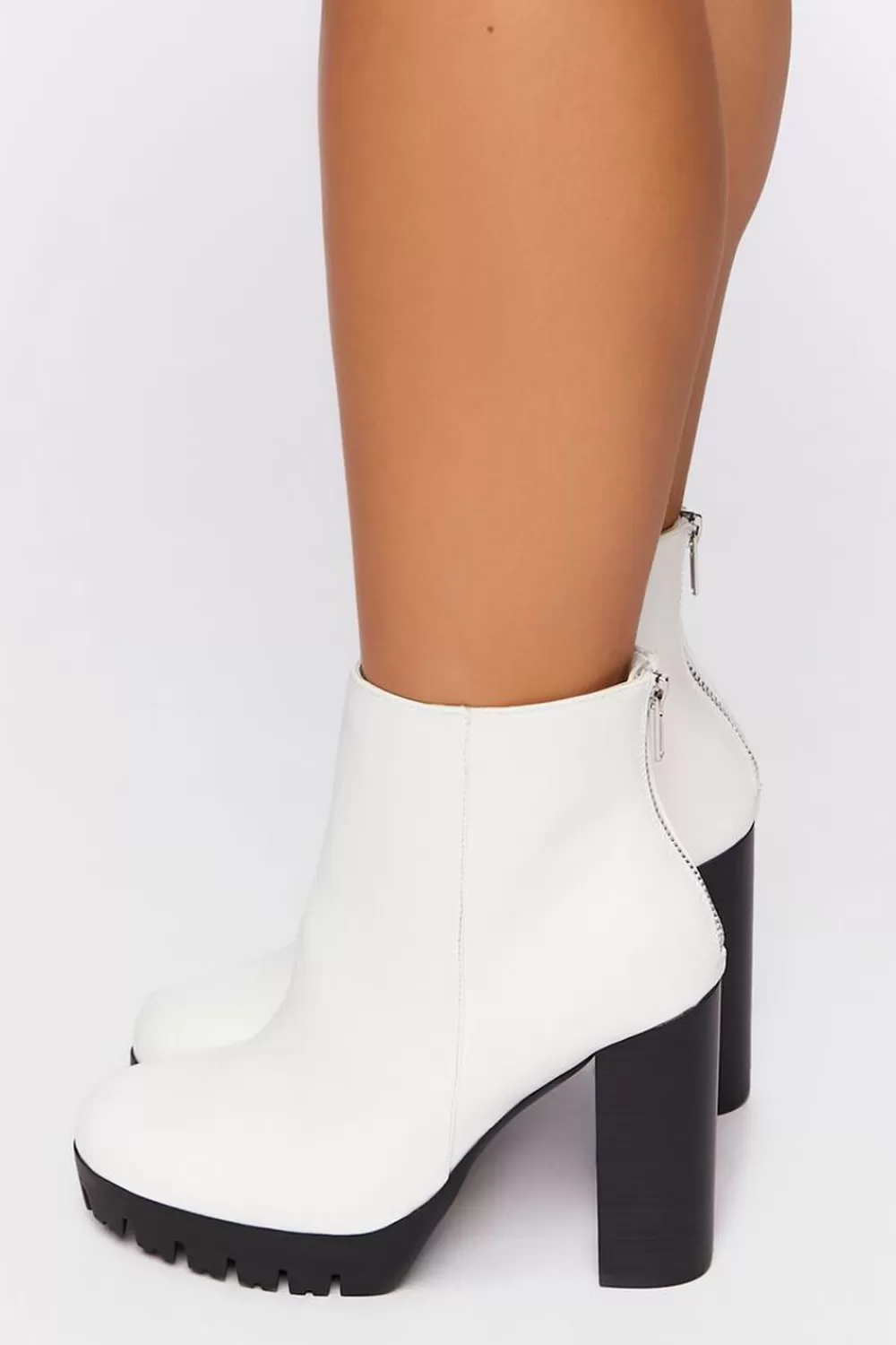Boots + Booties>Forever 21 Contrast-Lug Booties (Wide) White