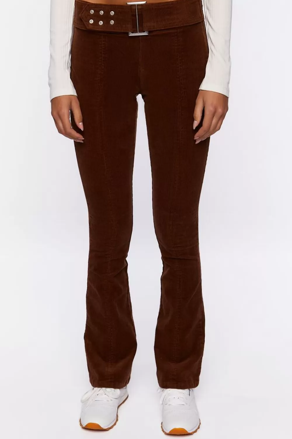 Bottoms>Forever 21 Corduroy Belted Flare Pants Turkish Coffee
