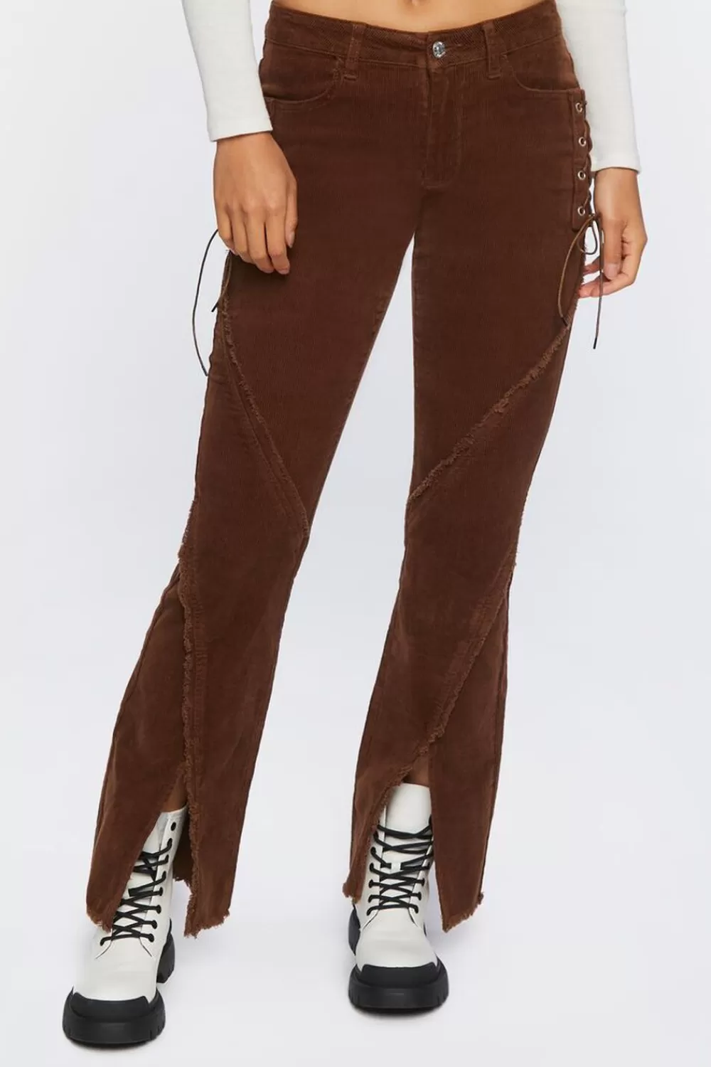 Bottoms>Forever 21 Corduroy Lace-Up Pants Turkish Coffee