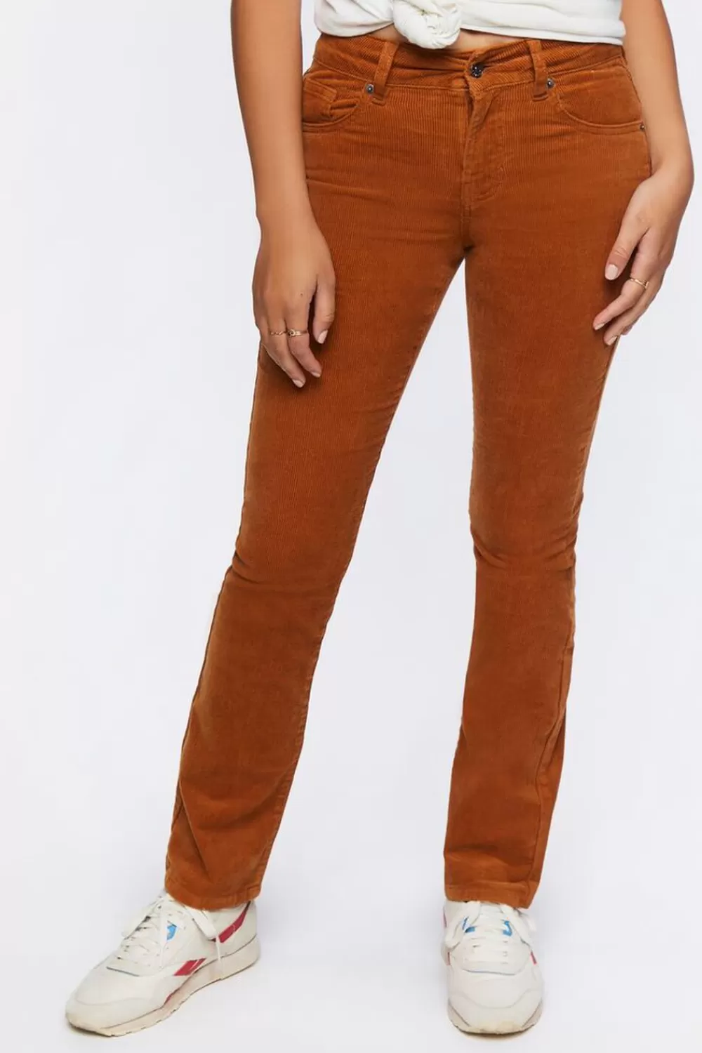 Bottoms>Forever 21 Corduroy Mid-Rise Bootcut Pants Amber