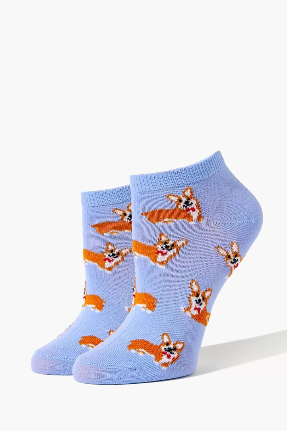 Socks + Tights>Forever 21 Corgi Print Ankle Socks Blue/Multi