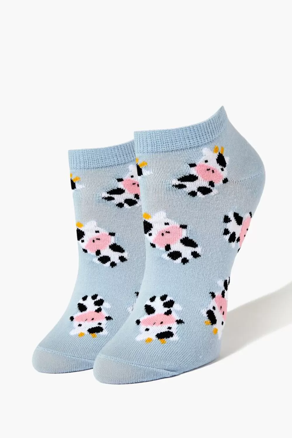 Socks + Tights>Forever 21 Cow Print Ankle Socks Blue/Multi