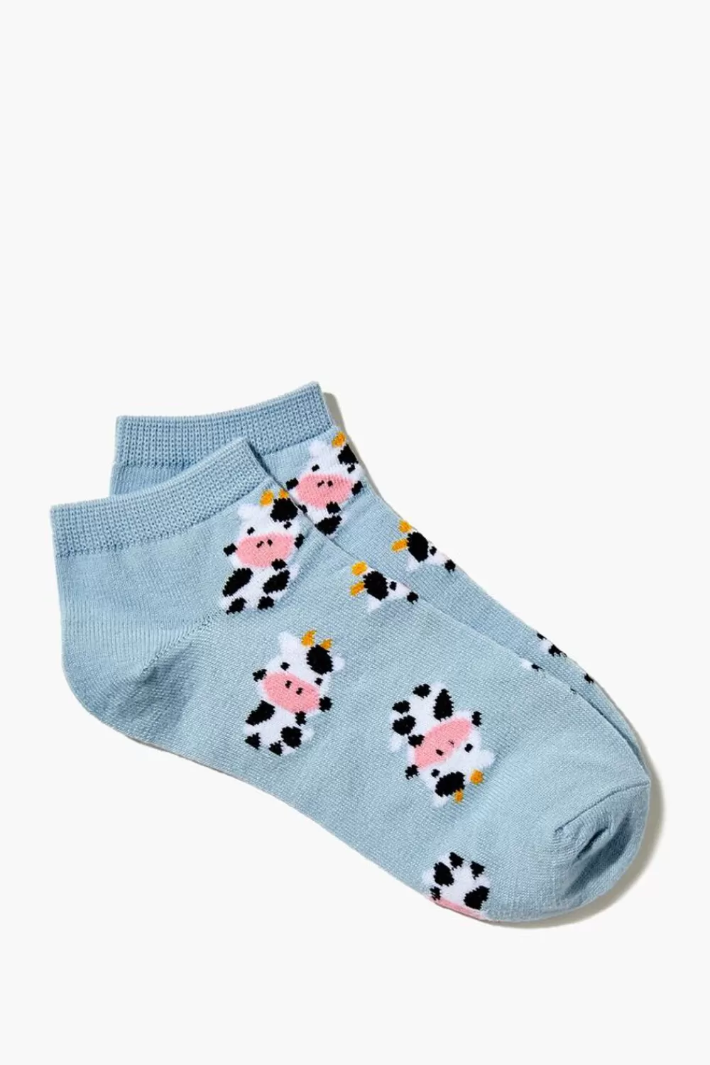 Socks + Tights>Forever 21 Cow Print Ankle Socks Blue/Multi