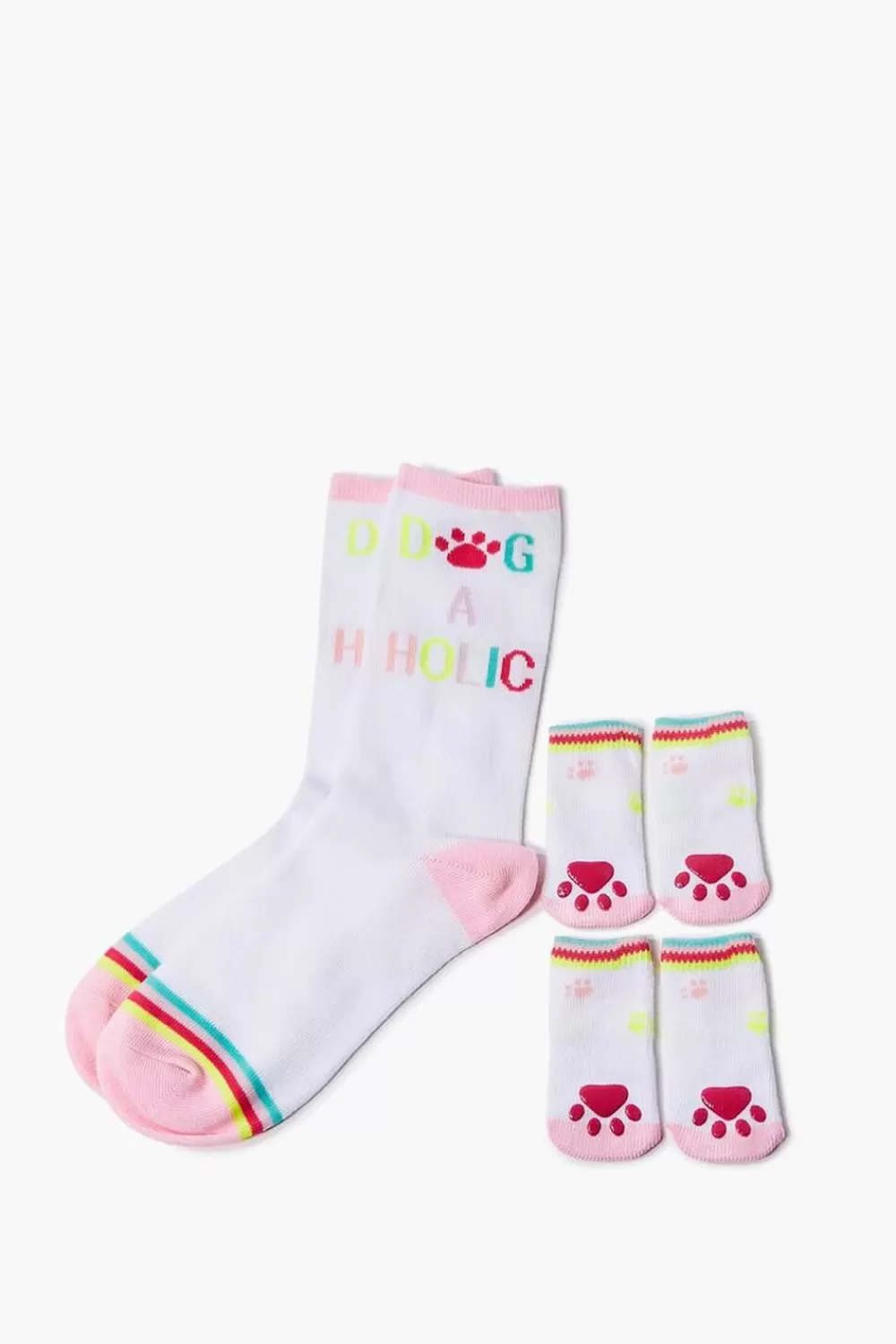 Socks + Tights>Forever 21 Crew Socks & Dog Socks Set White/Multi