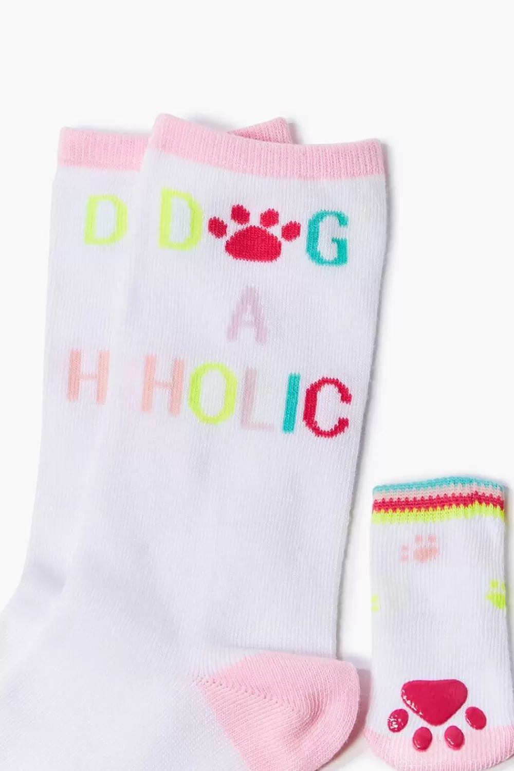 Socks + Tights>Forever 21 Crew Socks & Dog Socks Set White/Multi
