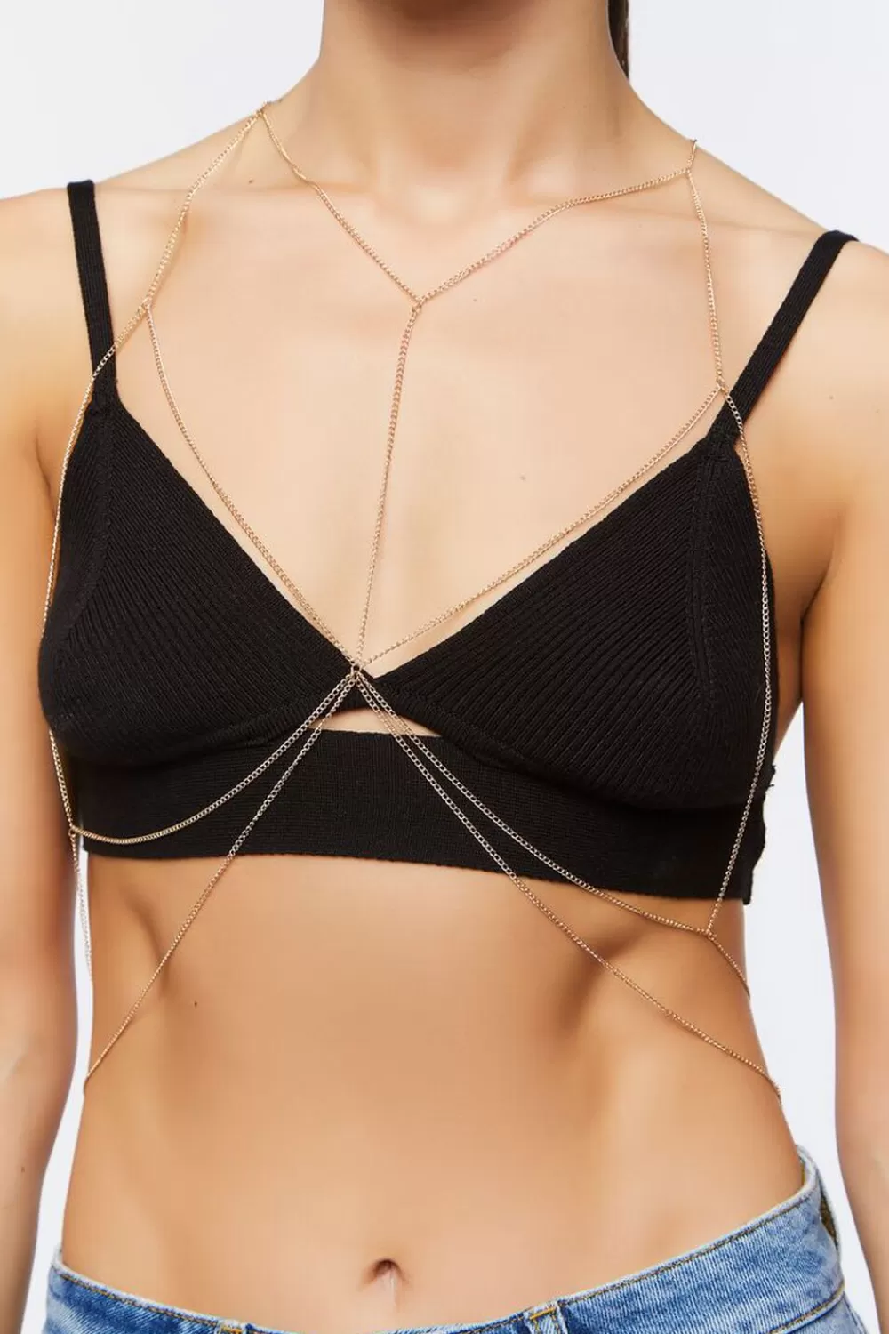 Body Jewelry>Forever 21 Crisscross Body Chain Gold
