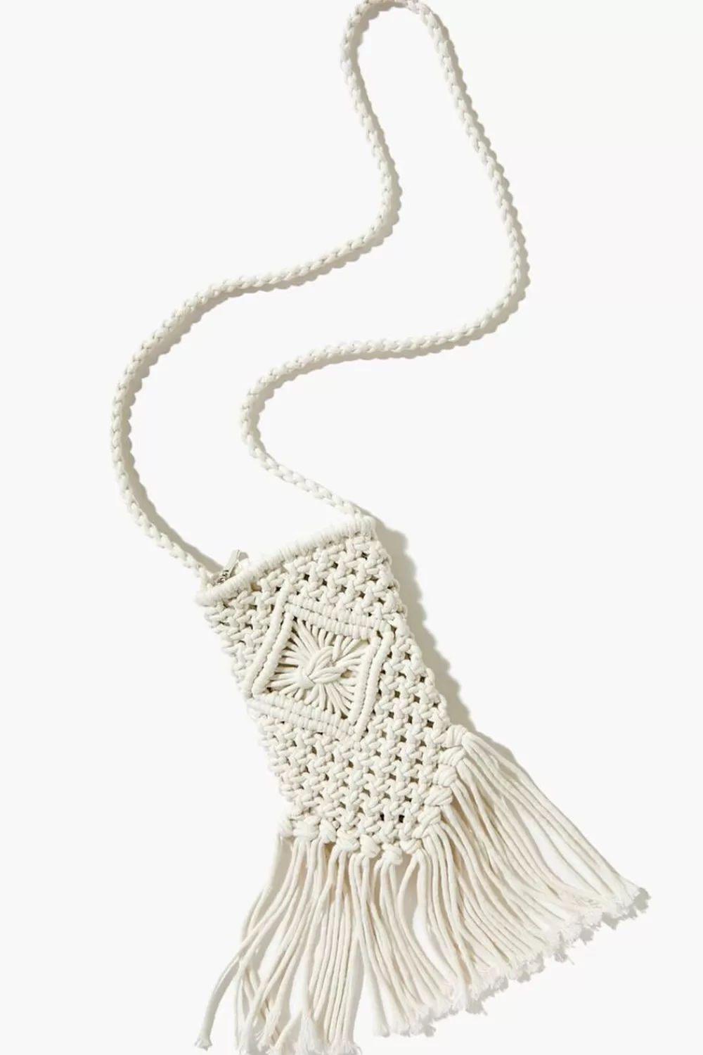 Bags + Backpacks>Forever 21 Crochet Fringe Crossbody Bag Cream