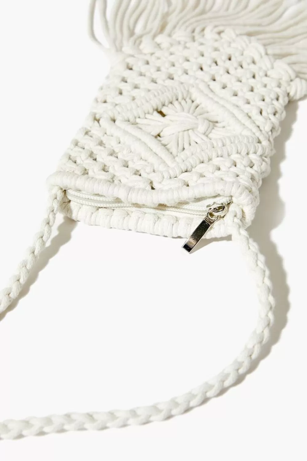 Bags + Backpacks>Forever 21 Crochet Fringe Crossbody Bag Cream