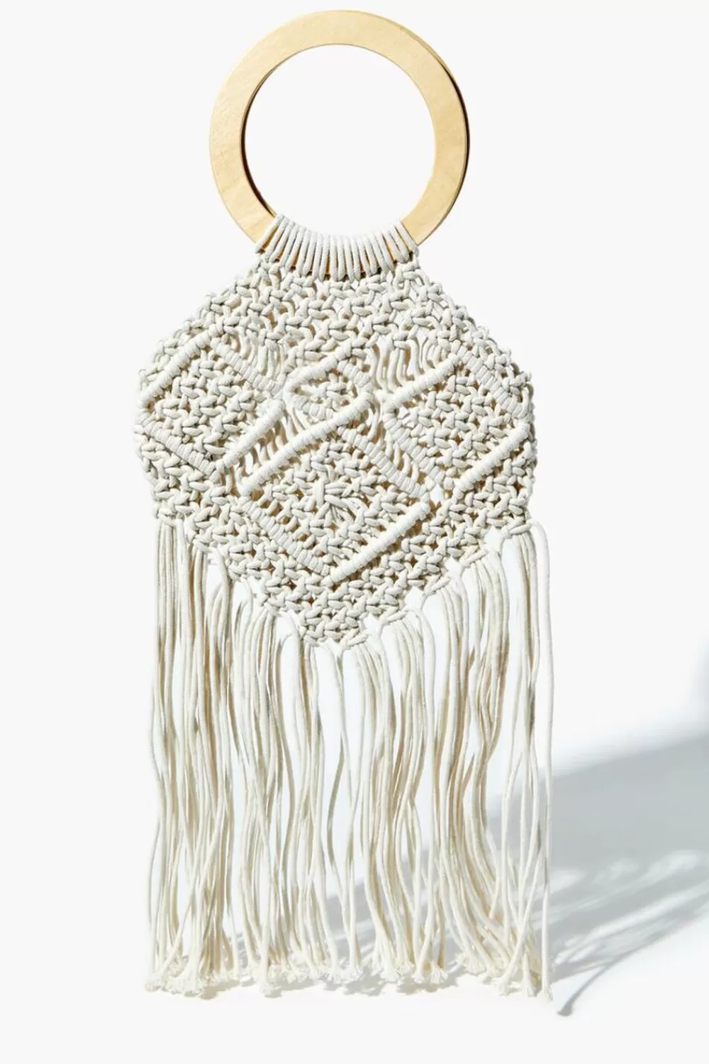 Bags + Backpacks>Forever 21 Crochet O-Ring Handbag Cream