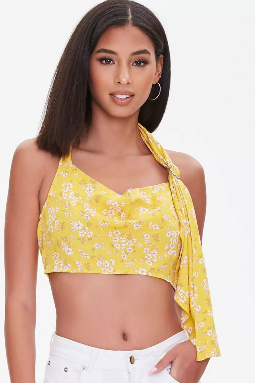 Forever 21 Cropped Floral Print Halter Top | Women Tops