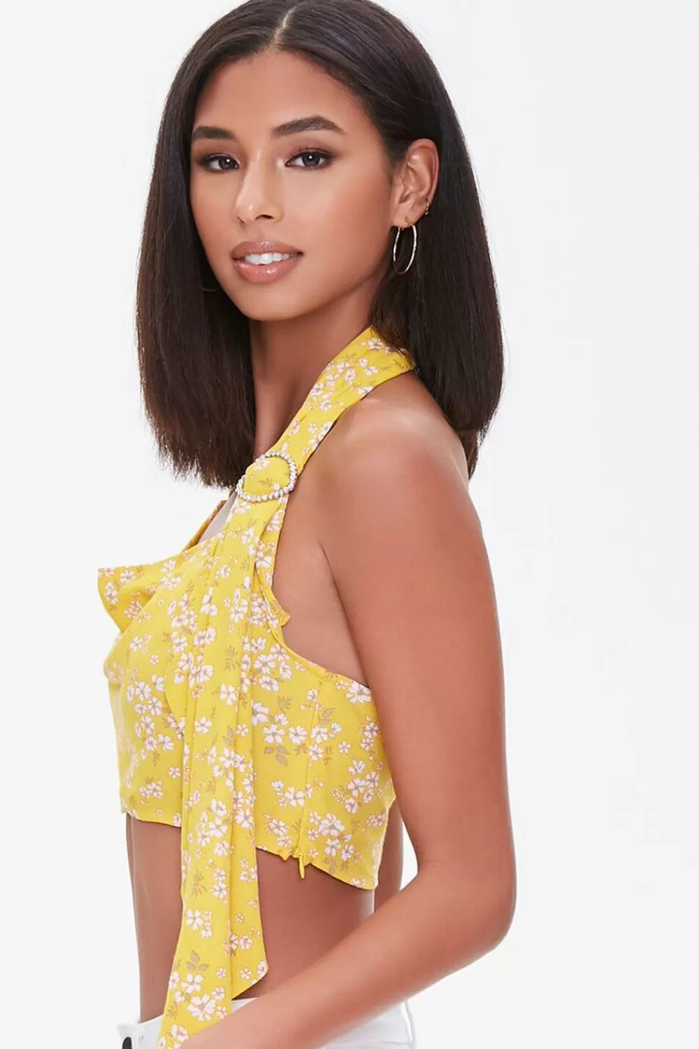 Forever 21 Cropped Floral Print Halter Top | Women Tops