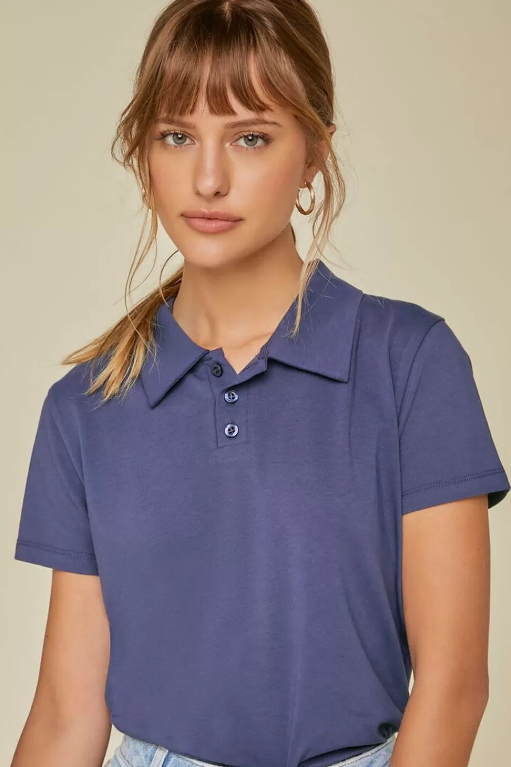 Forever 21 Cropped Jersey-Knit Polo Shirt | Women Tops