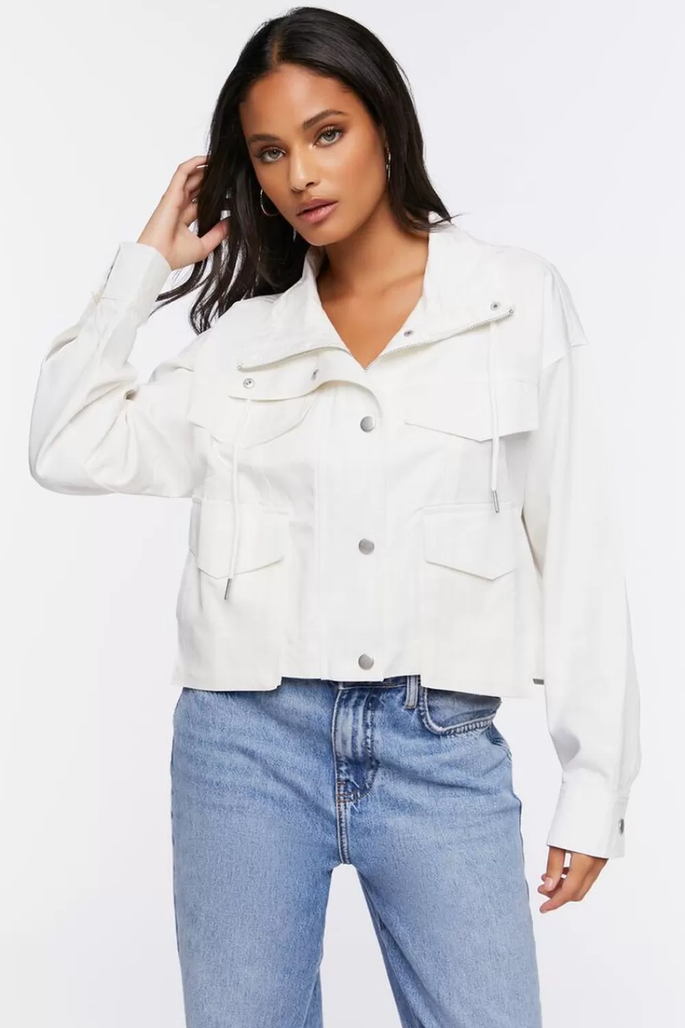 Jackets + Outerwear>Forever 21 Cropped Trucker Jacket White