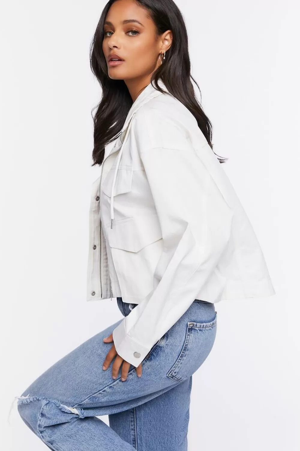 Jackets + Outerwear>Forever 21 Cropped Trucker Jacket White