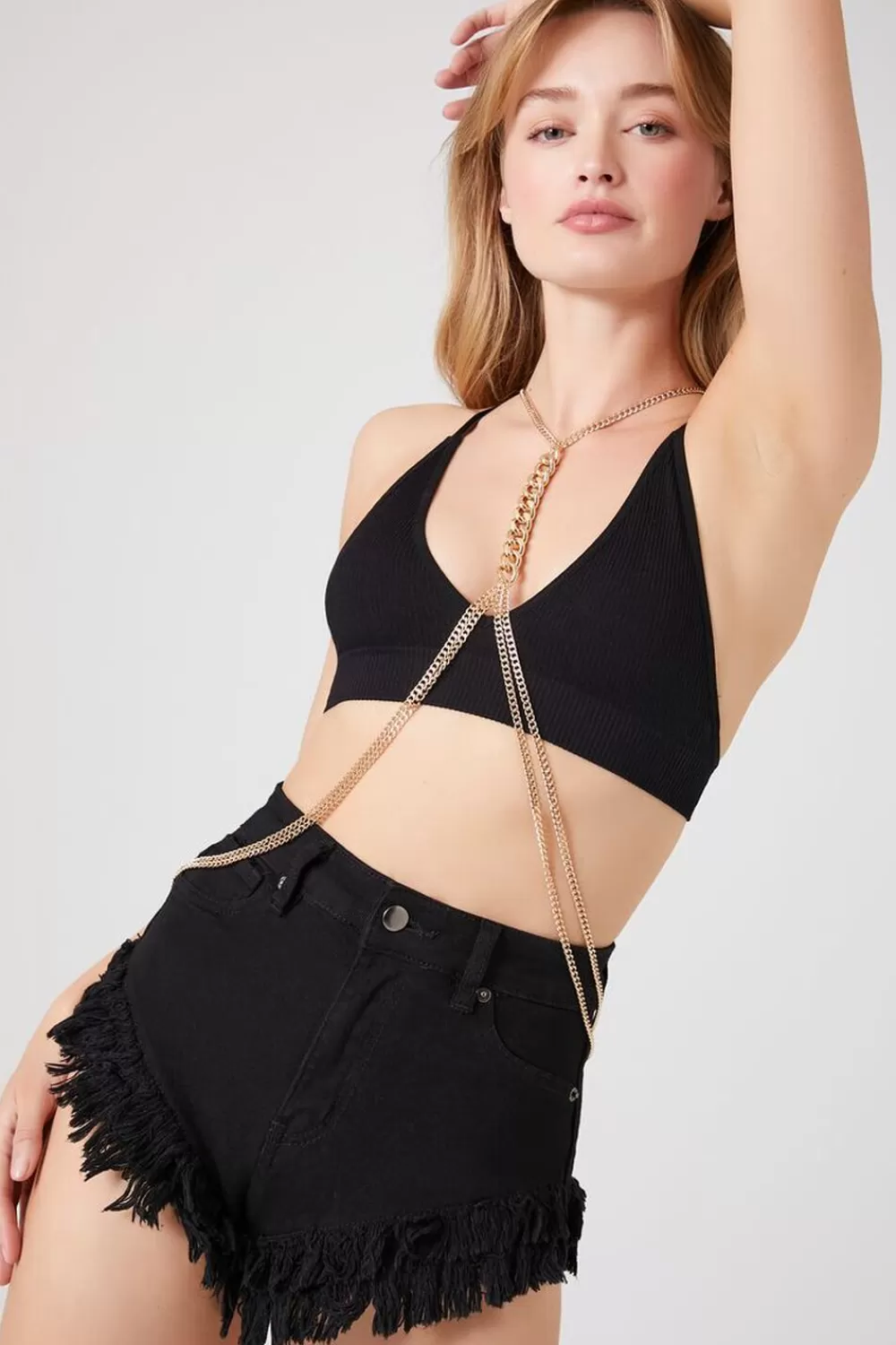 Body Jewelry>Forever 21 Curb Caged Body Chain Gold