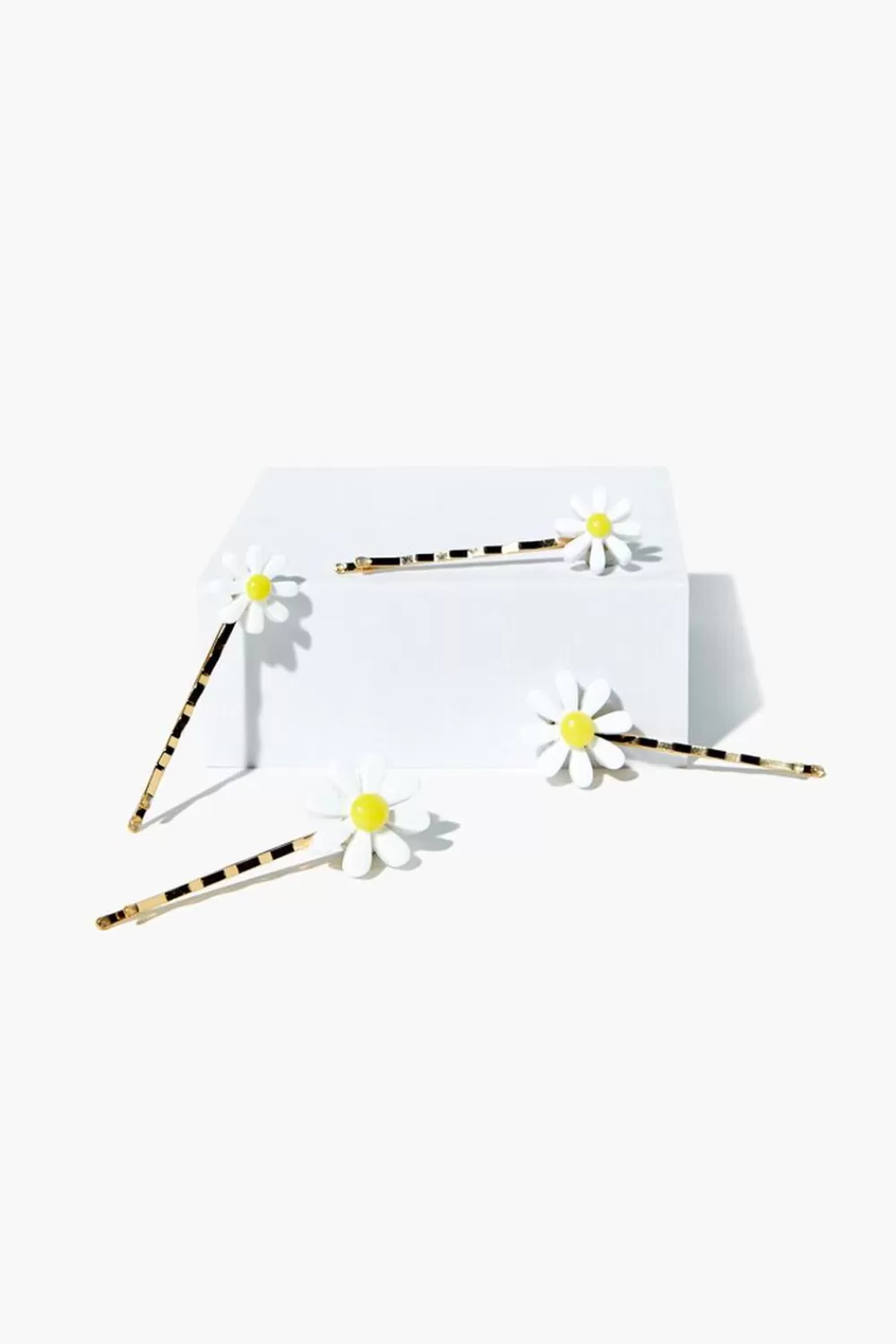 Hair Accessories>Forever 21 Daisy Bobby Pin Set White/Gold