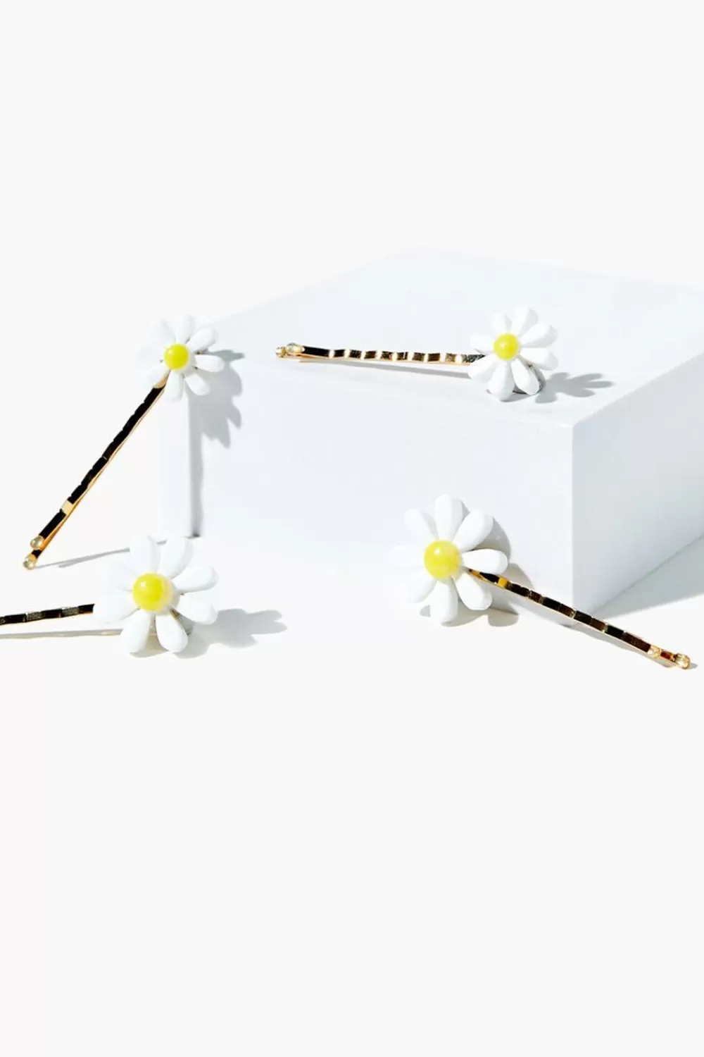 Hair Accessories>Forever 21 Daisy Bobby Pin Set White/Gold