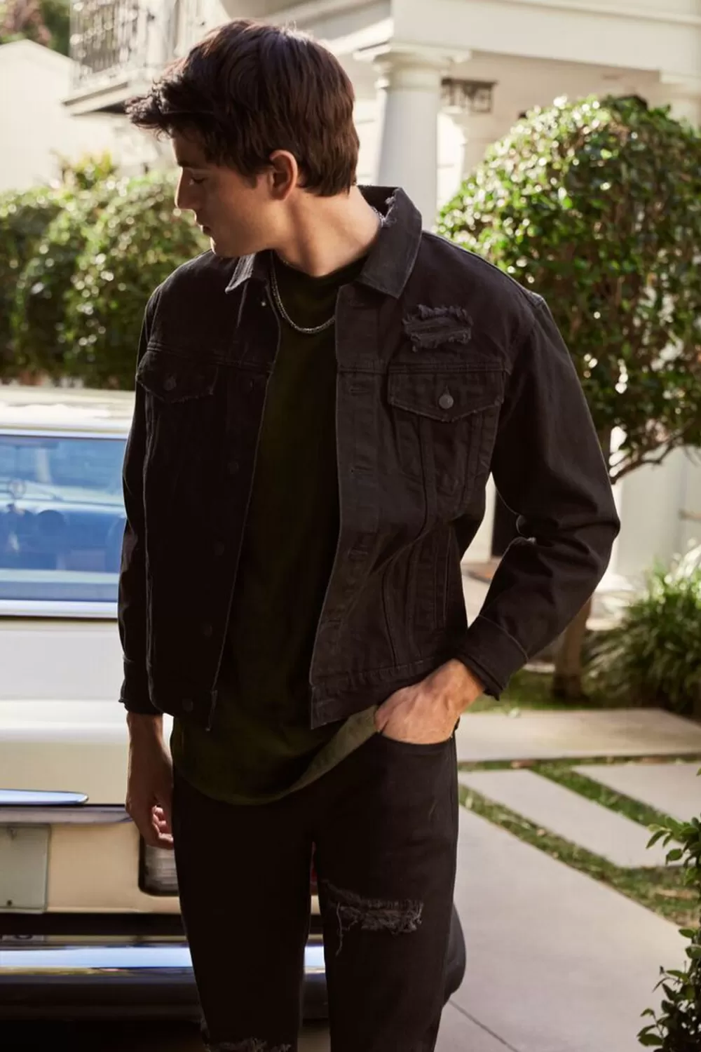 Jackets + Outerwear>Forever 21 Denim Button-Up Jacket Black