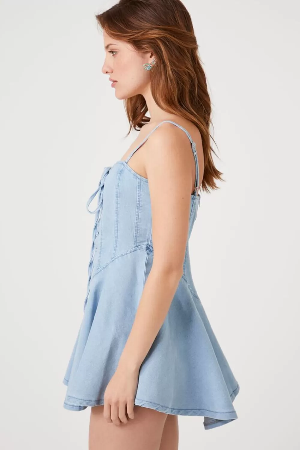 Forever 21 Denim Lace-Up Cami Mini Dress | Women Dresses