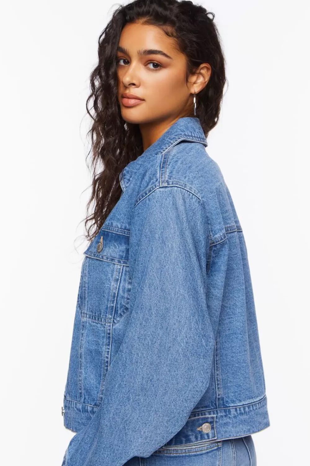 Jackets + Outerwear>Forever 21 Denim Trucker Jacket Medium Denim