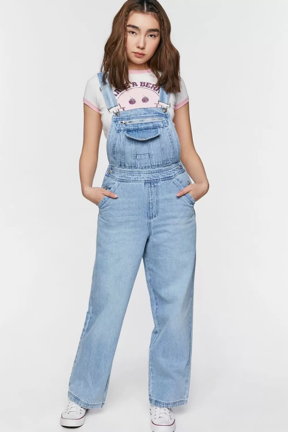 Forever 21 Denim Zip-Pocket Straight-Leg Overalls | Women Dresses