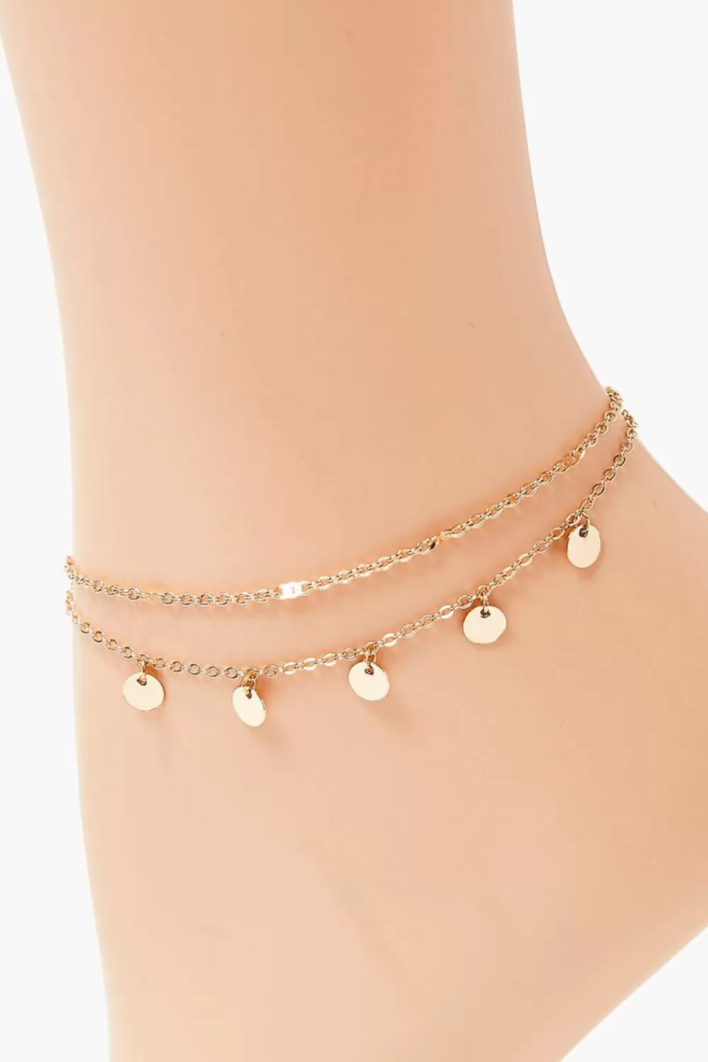 Body Jewelry>Forever 21 Disc Charm Chain Anklet Set Gold