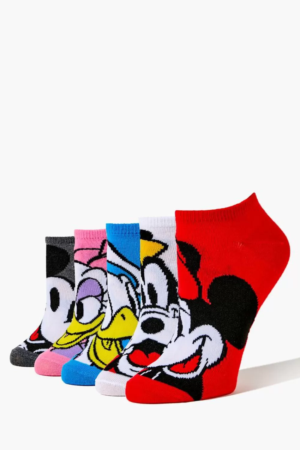 Socks + Tights>Forever 21 Disney Character Ankle Sock Set - 5 Pack Red/Multi