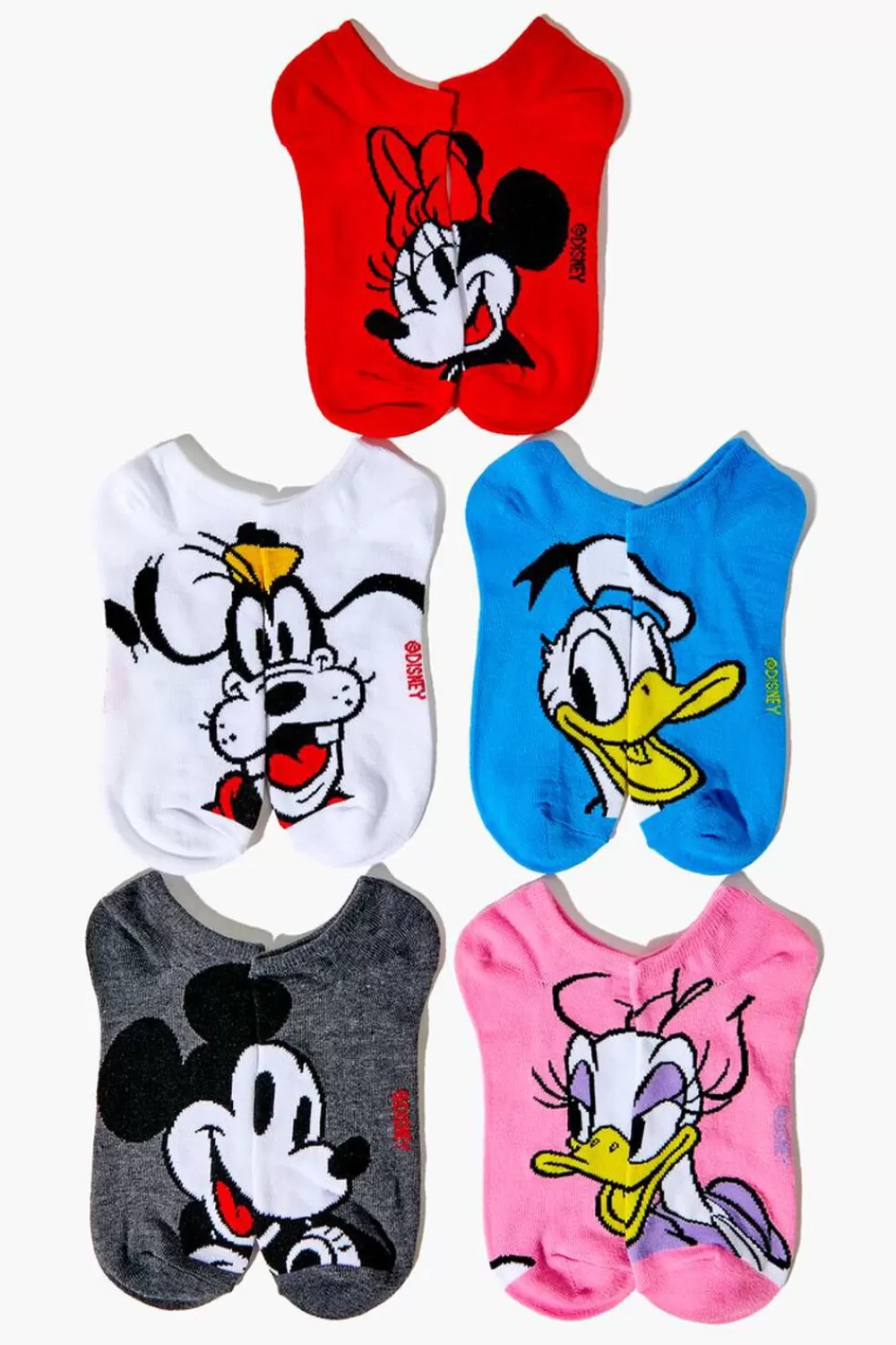 Socks + Tights>Forever 21 Disney Character Ankle Sock Set - 5 Pack Red/Multi
