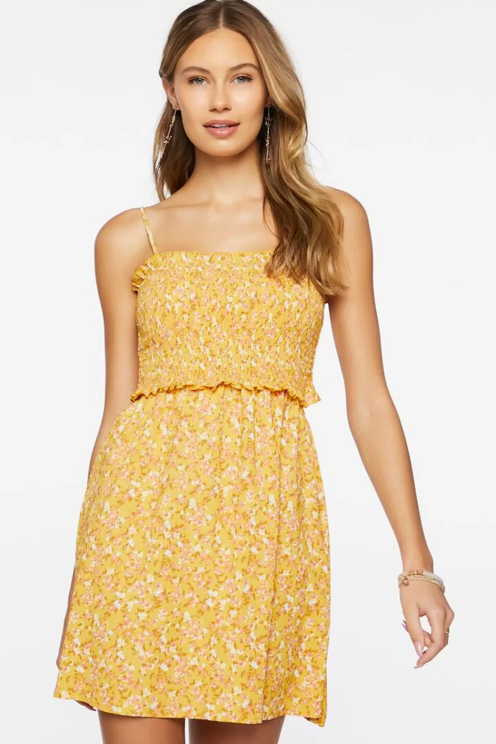 Forever 21 Ditsy Floral Smocked Mini Dress | Women Dresses